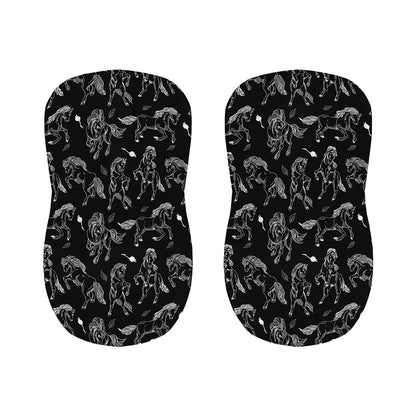 Black And White Horse Pattern Print Bar Stool Covers