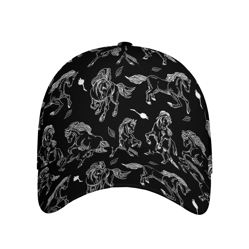 Black And White Horse Pattern Print Baseball Cap