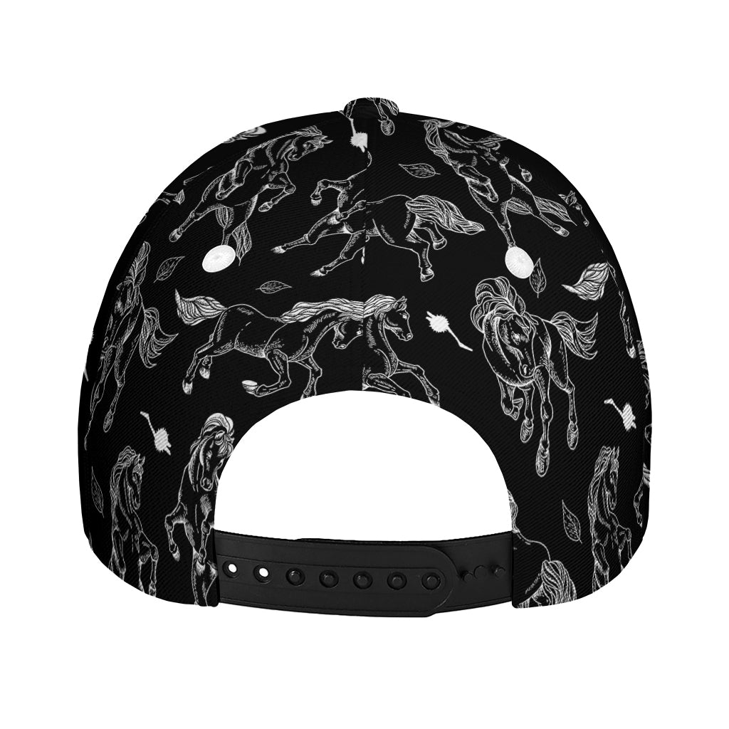 Black And White Horse Pattern Print Baseball Cap