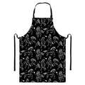 Black And White Horse Pattern Print Bib Apron With Pocket