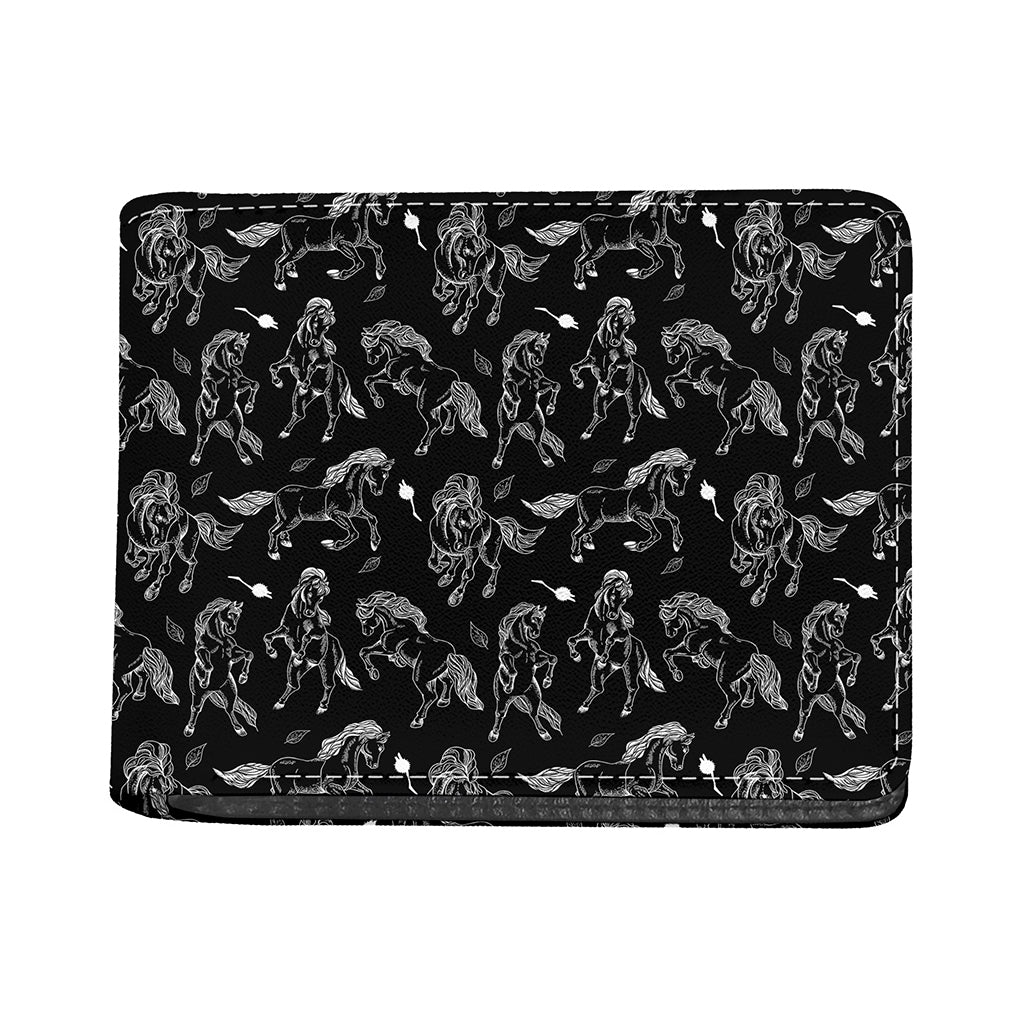 Black And White Horse Pattern Print Bifold Wallet
