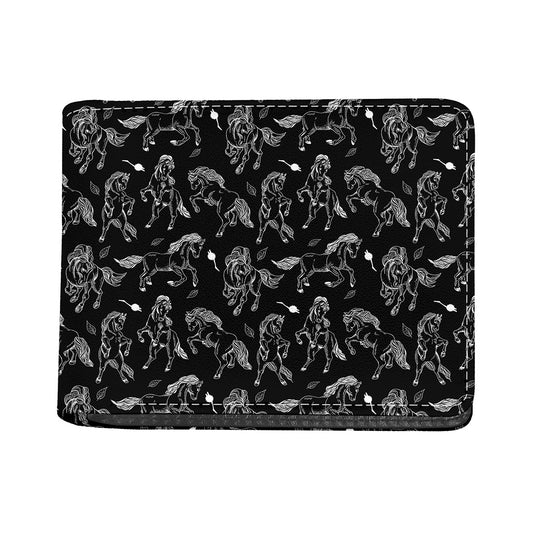 Black And White Horse Pattern Print Bifold Wallet