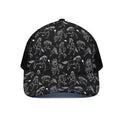 Black And White Horse Pattern Print Black Mesh Trucker Hat