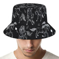 Black And White Horse Pattern Print Bucket Hat