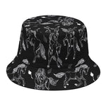Black And White Horse Pattern Print Bucket Hat