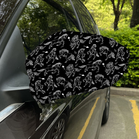 Black And White Horse Pattern Print Car Side Mirror Covers