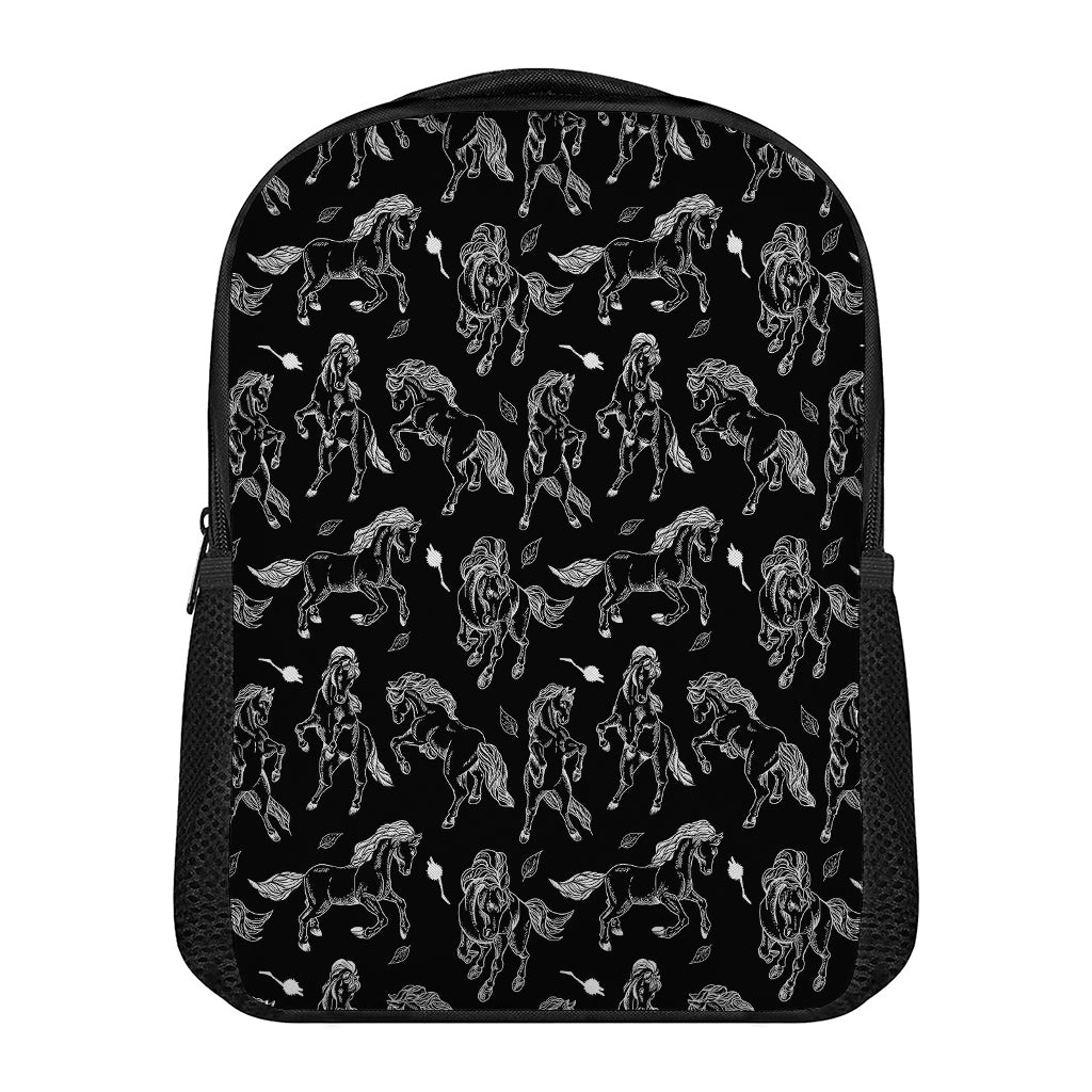 Black And White Horse Pattern Print Casual Backpack