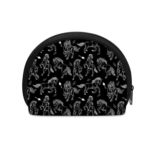 Black And White Horse Pattern Print Coin Purse