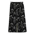 Black And White Horse Pattern Print Cotton Front Slit Maxi Skirt