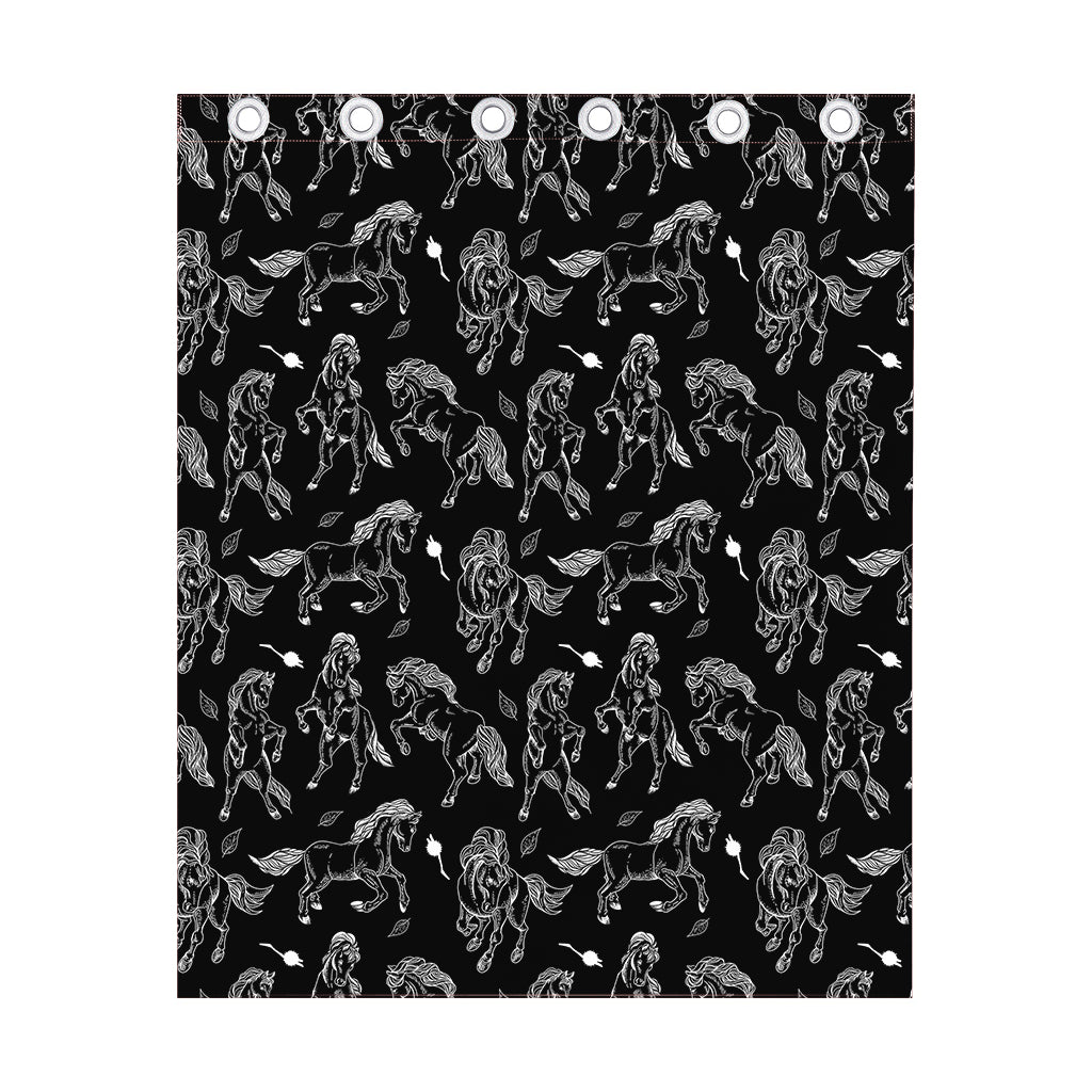Black And White Horse Pattern Print Curtain