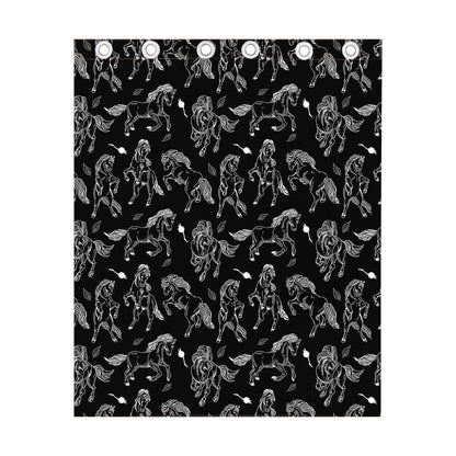 Black And White Horse Pattern Print Curtain