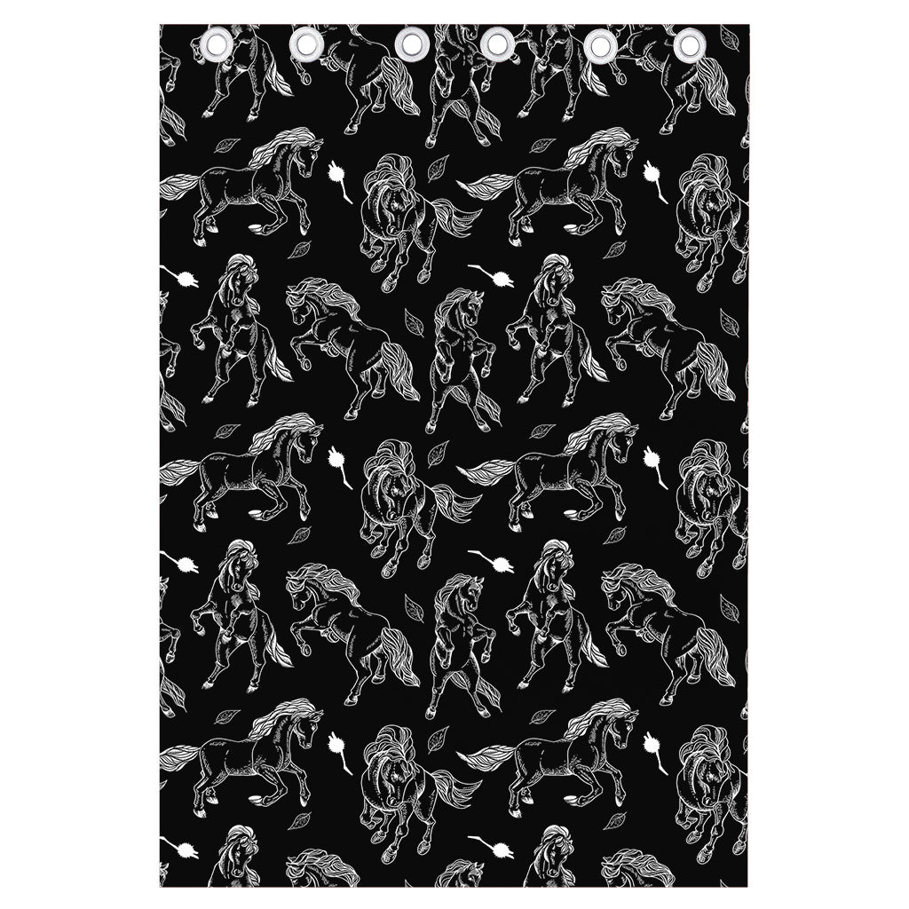 Black And White Horse Pattern Print Curtain