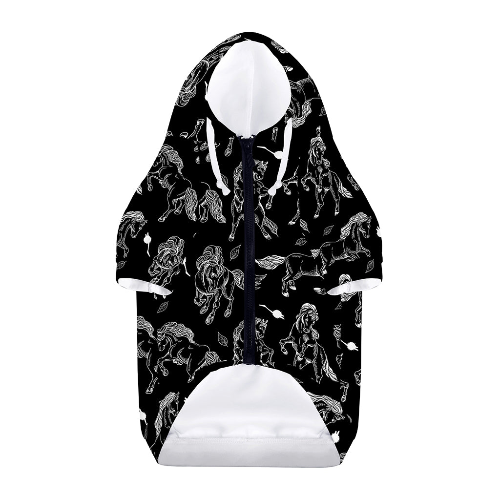 Black And White Horse Pattern Print Dog Zip Up Hoodie