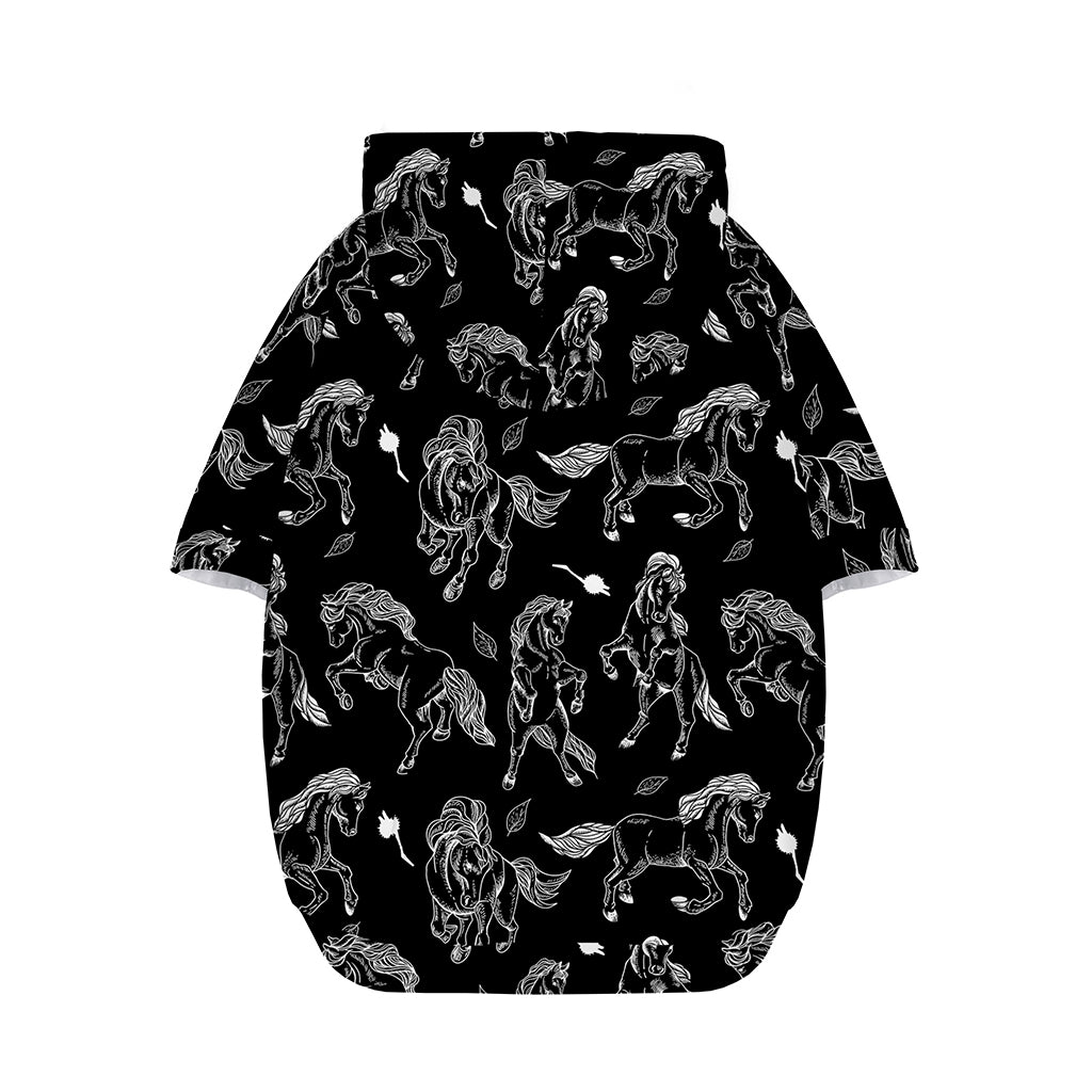 Black And White Horse Pattern Print Dog Zip Up Hoodie