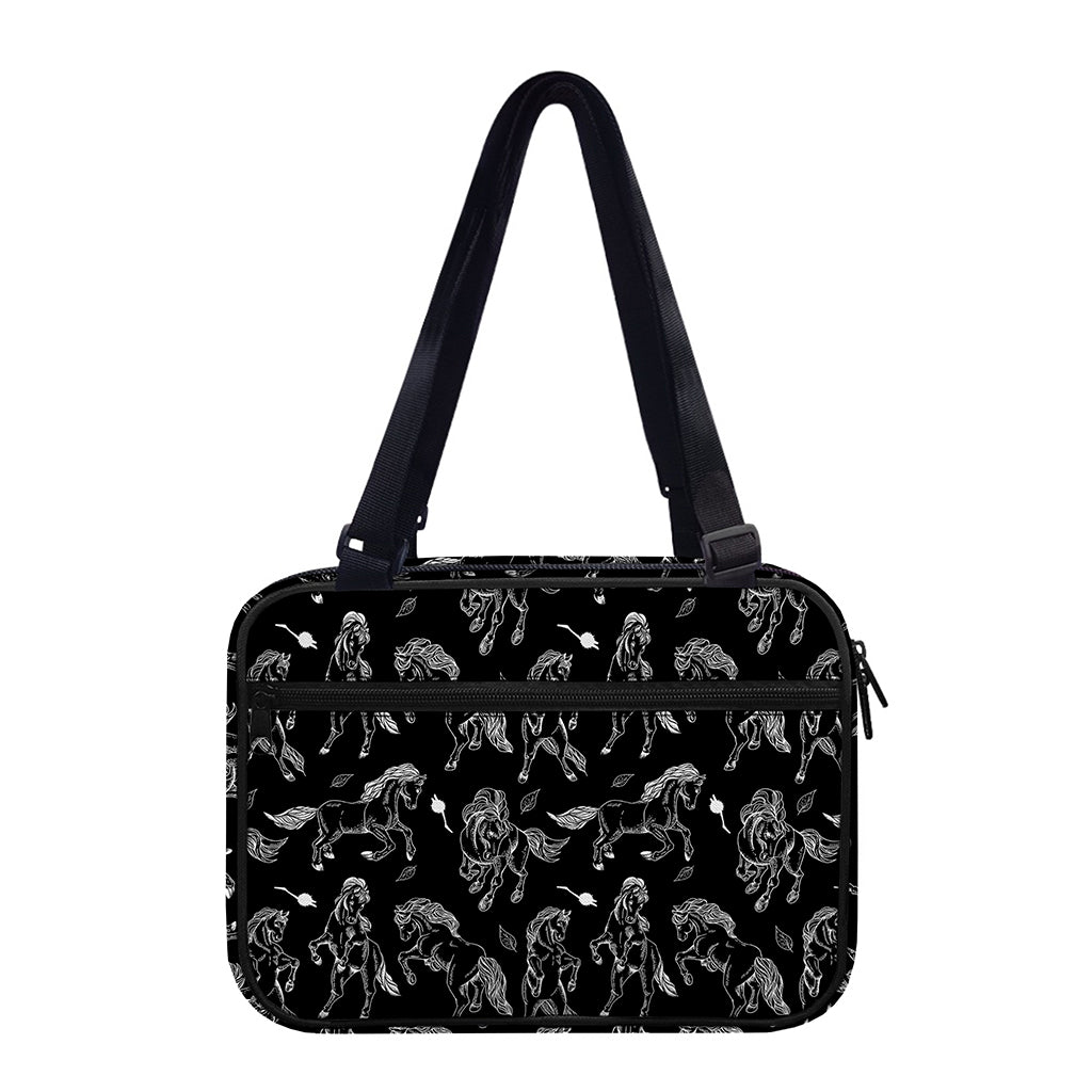 Black And White Horse Pattern Print Double Strap Bible Bag