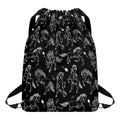Black And White Horse Pattern Print Drawstring Backpack