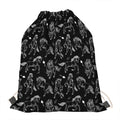 Black And White Horse Pattern Print Drawstring Bag