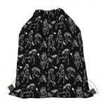 Black And White Horse Pattern Print Drawstring Bag