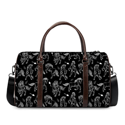 Black And White Horse Pattern Print Duffle Bag