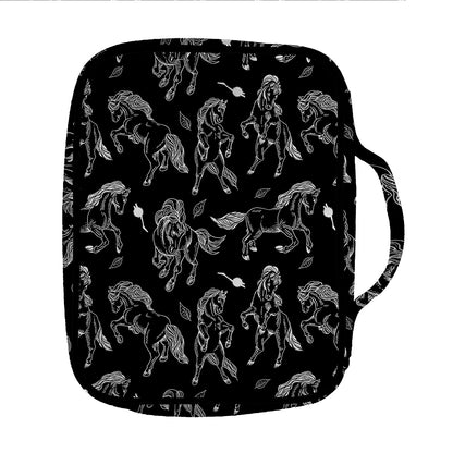 Black And White Horse Pattern Print Front Pocket Bible Bag
