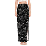 Black And White Horse Pattern Print High Slit Maxi Skirt
