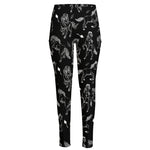 Black And White Horse Pattern Print High-Waisted Pocket Leggings