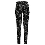 Black And White Horse Pattern Print High-Waisted Pocket Leggings