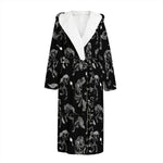 Black And White Horse Pattern Print Hooded Bathrobe