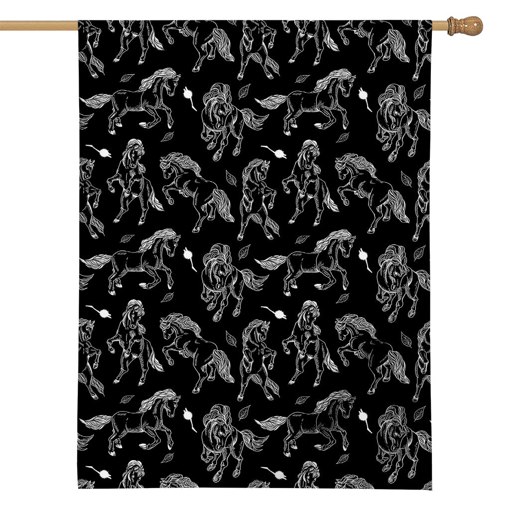 Black And White Horse Pattern Print House Flag