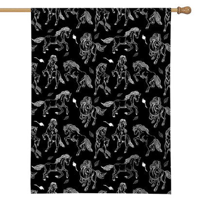 Black And White Horse Pattern Print House Flag
