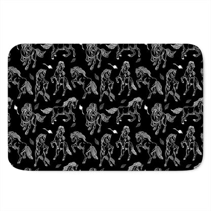 Black And White Horse Pattern Print Indoor Door Mat