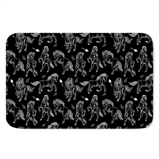 Black And White Horse Pattern Print Indoor Door Mat