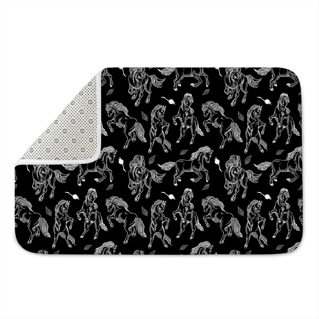 Black And White Horse Pattern Print Indoor Door Mat