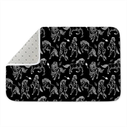 Black And White Horse Pattern Print Indoor Door Mat
