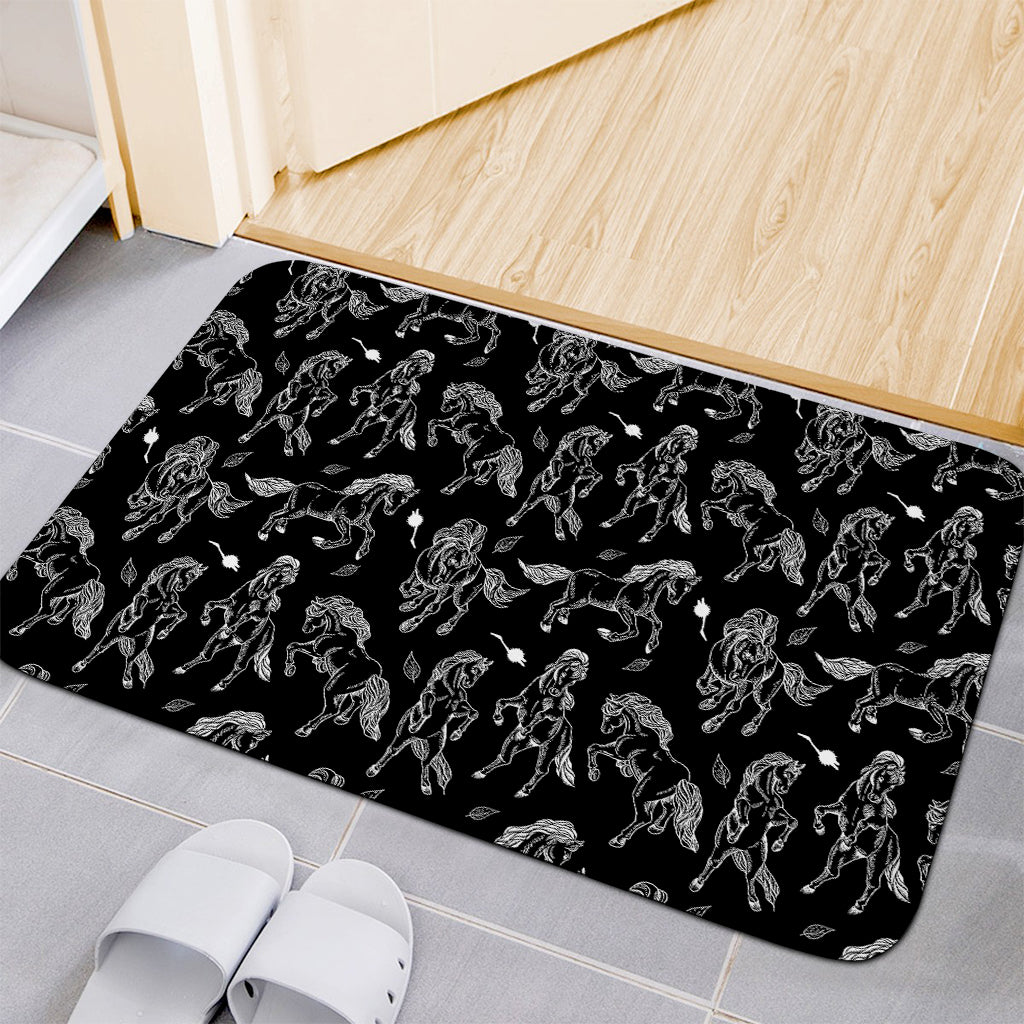 Black And White Horse Pattern Print Indoor Door Mat