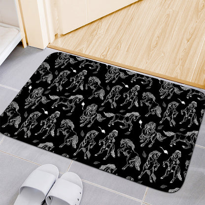 Black And White Horse Pattern Print Indoor Door Mat