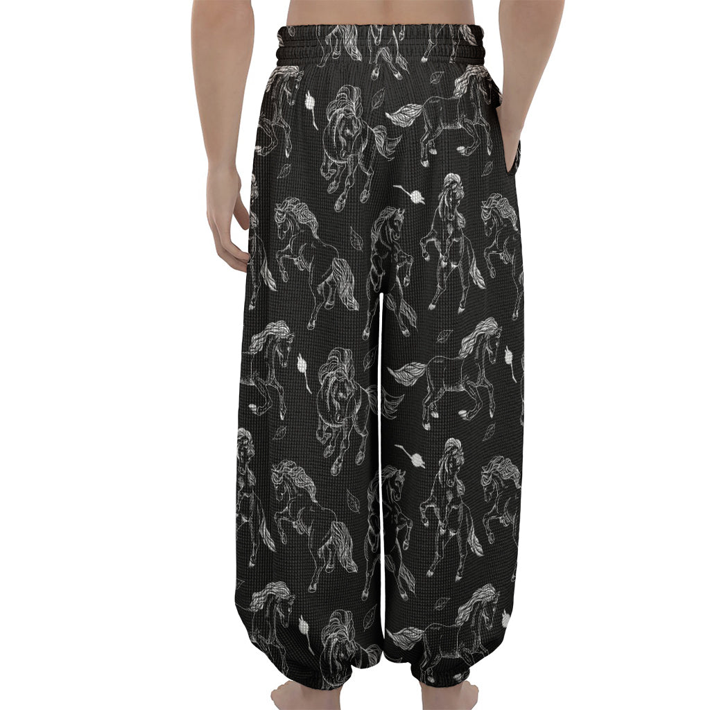 Black And White Horse Pattern Print Lantern Pants