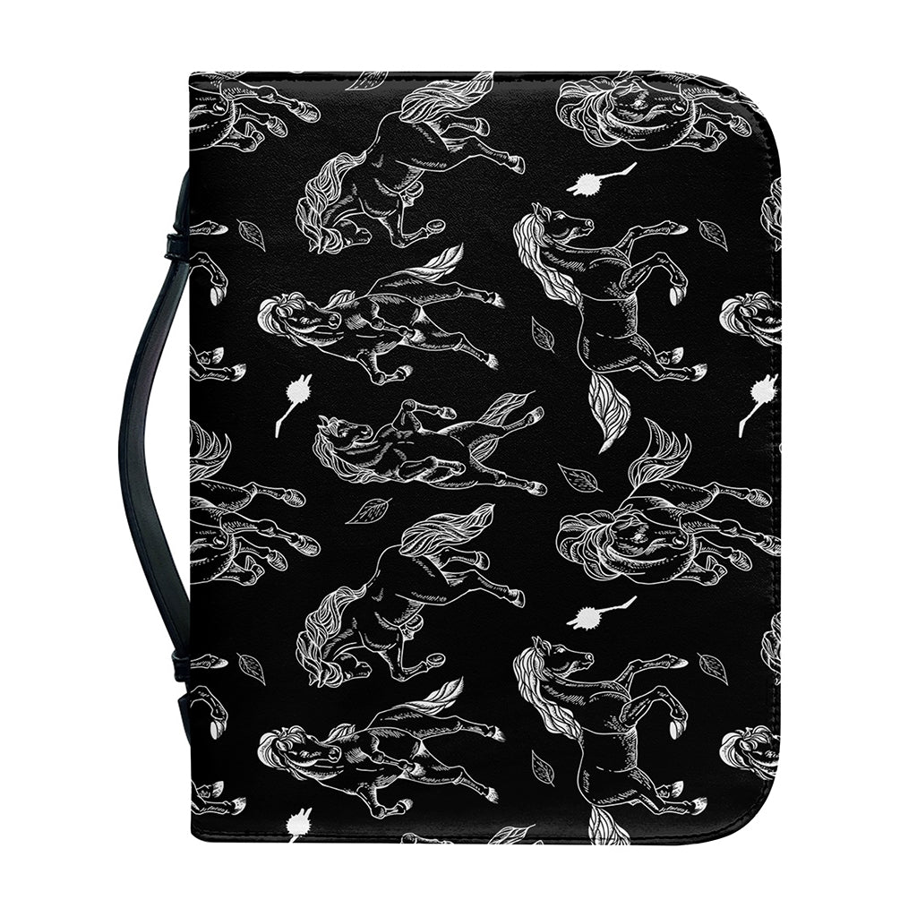 Black And White Horse Pattern Print Leather Bible Cover