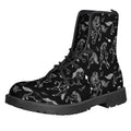Black And White Horse Pattern Print Lace-Up Boots