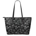 Black And White Horse Pattern Print Leather Tote Bag With Zipper