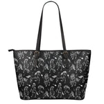 Black And White Horse Pattern Print Leather Tote Bag