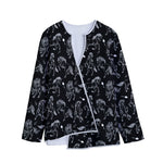 Black And White Horse Pattern Print Long Sleeve Short Coat