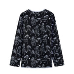 Black And White Horse Pattern Print Long Sleeve Short Coat