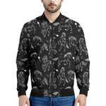Black And White Horse Pattern Print Men's Bomber Jacket