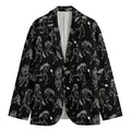 Black And White Horse Pattern Print Men's Cotton Blazer