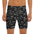 Black And White Horse Pattern Print Men's Long Boxer Briefs