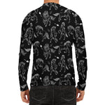 Black And White Horse Pattern Print Men's Long Sleeve Rash Guard