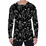 Black And White Horse Pattern Print Men's Long Sleeve T-Shirt