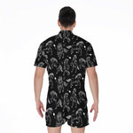 Black And White Horse Pattern Print Men's Rompers
