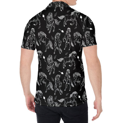 Black And White Horse Pattern Print Men's Shirt